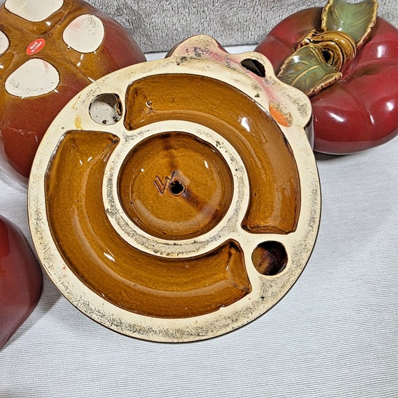 Ceramic Apple Kitchen Set Paper Towel Holder Lot of 4 - Picture 9 of 11